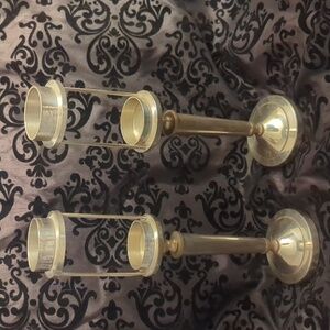 2 Metal Candle Holders - 11 inches tall